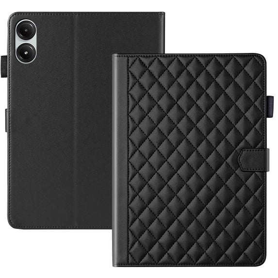 for Xiaomi Redmi Pad 2 Pro 12.1/Poco Pad M1 12.1 Inch 2025 Case, Rhombus Pattern Multiple Viewing Angles Stand Slim Folio Cover (Black)