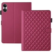 for Xiaomi Redmi Pad 2 Pro 12.1/Poco Pad M1 12.1 Inch 2025 Case, Rhombus Pattern Multiple Viewing Angles Stand Slim Folio Cover Red