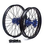 For YAMAHA 21"x1.6" 19"x2.15" CNC Spoked Wheel Blue Hub Set YZ125 YZ250 1999 00 01 02 03-25