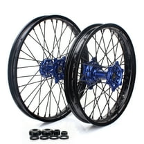 For YAMAHA 21"x1.6" 19"x2.15" CNC Spoked Wheel Blue Hub Set YZ125 YZ250 1999 00 01 02 03-25