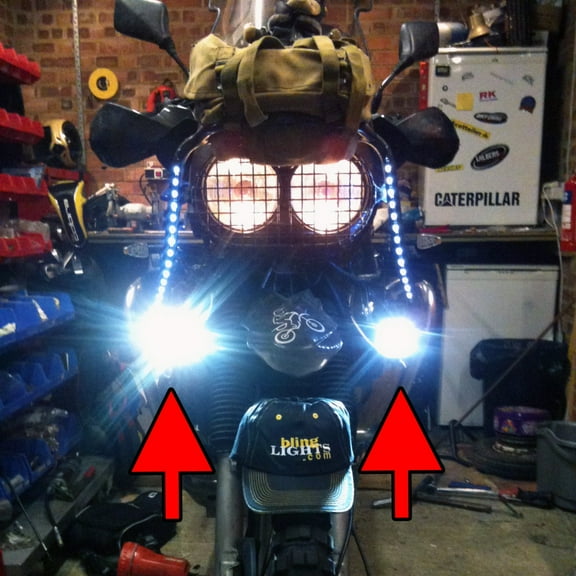 For The Yamaha Super Tnr Tenere Blue LED Driving Lights Fog Lamps Kit