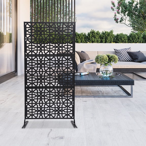 For Your Deck, Yard, Deck, Backyard, Balcony Black Steel Privacy Screen, Decorative Privacy Screen, Privacy Fence Screen 3 Panels Providing Privacy