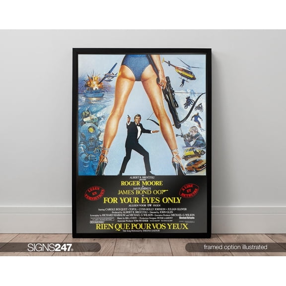 For Your Eyes Only James Bond 007 Roger Moore Movie Poster | Movie Prints For Cinema Rooms | Wall Art | Home Decor | A0 A1 A2 A3 A4 A5