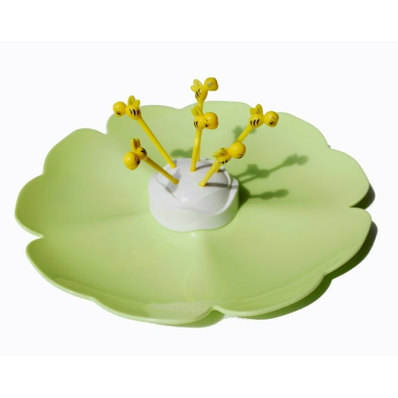 For Your Love Fruit Tray Candy Serving Plate with Cute Bee Picks EHD