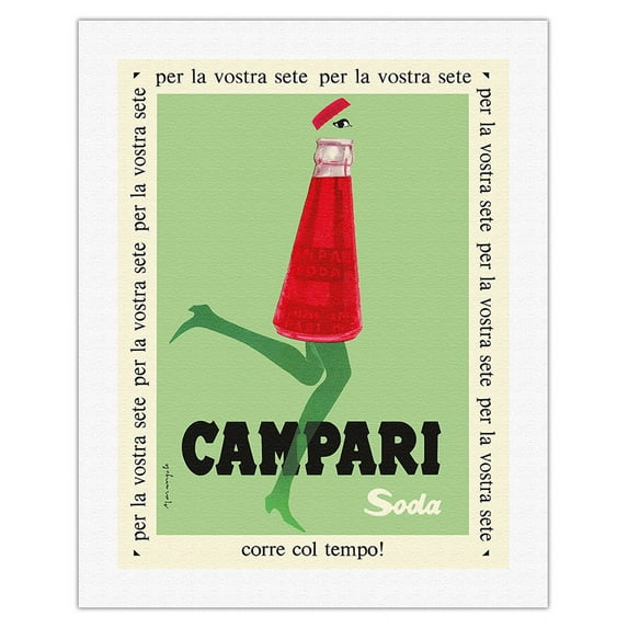 For Your Thirst (Per la Vostra Sete) - Campari Soda - Vintage Advertising Poster by Franz Marangolo c.1950 - Fine Art Rolled Canvas Print 20in x 26in