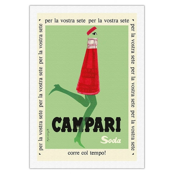 For Your Thirst (Per la Vostra Sete) - Campari Soda - Vintage Advertising Poster by Franz Marangolo c.1950 - Fine Art Rolled Canvas Print 27in x 40in