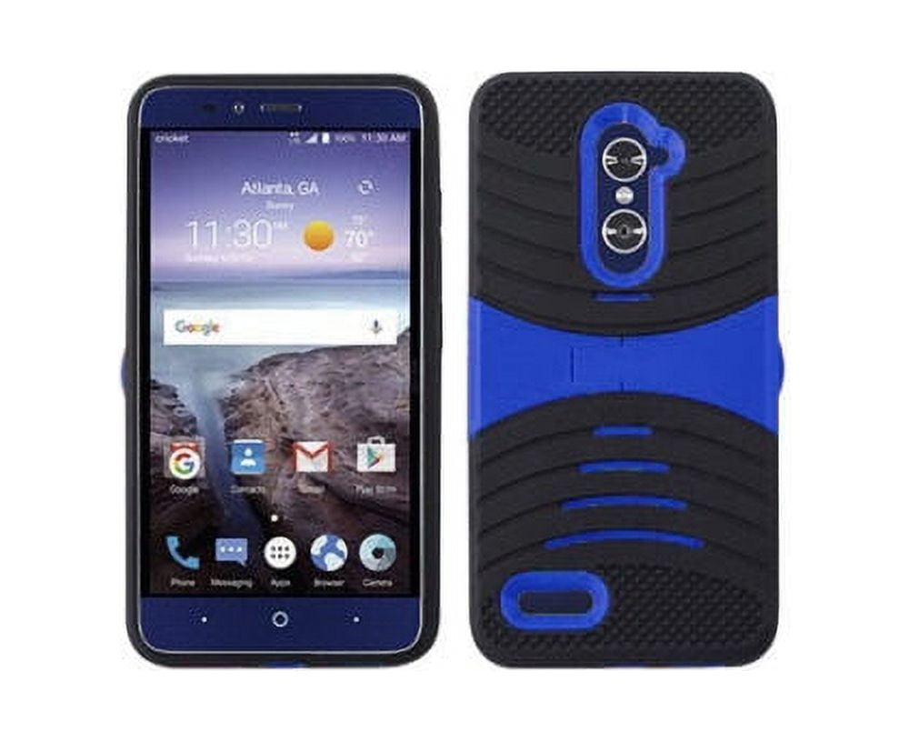 For ZTE Z MAX Pro / ZTE Carry Z981 / ZTE Blade X Max Z983 U-Stand Dual  Hybrid with Kickstand Cell Phone Cover Case + Tempered Glass Screen  Protector - U-Stand Blue -