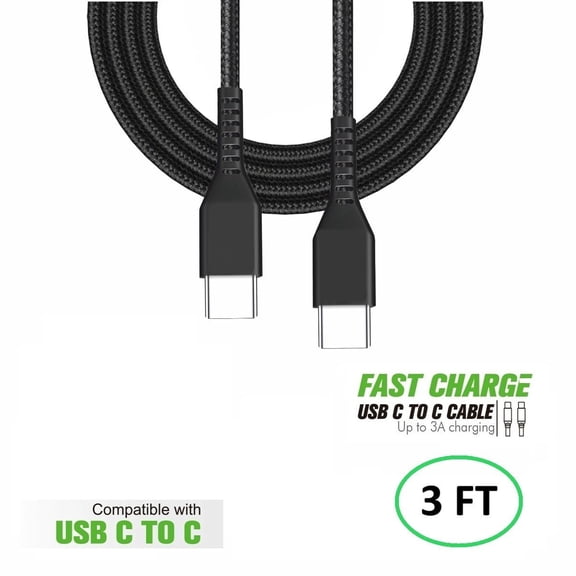 For at&t Propel 5G U6080AA 1X 3FT Braided Fast USB Cable Type C TO C