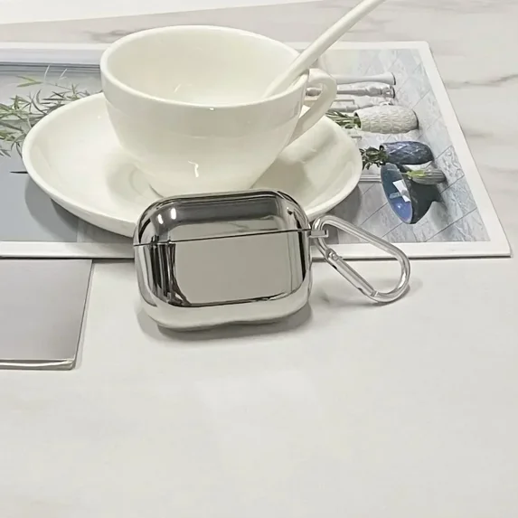 For for AirPods 1 2 3 Pro Protective Cover for Apple for For AirPods Pro Case Silver Metal with Keychain Box (For Airpods Pro)