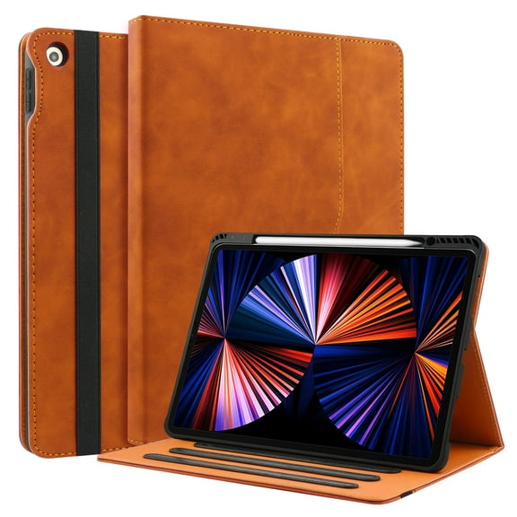 For iPad 10th Generation Case, iPad 10.9 Case Fits 10th 2022 10.9" Model with Pencil Holder and Card Pocket, Smart Cover Auto Wake/Sleep (Brown)