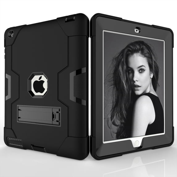 Heavy Duty Case for iPad 2nd 3rd 4th Generation 9.7 inch Rugged Cover with Kickstand, 3 Layer Protection
