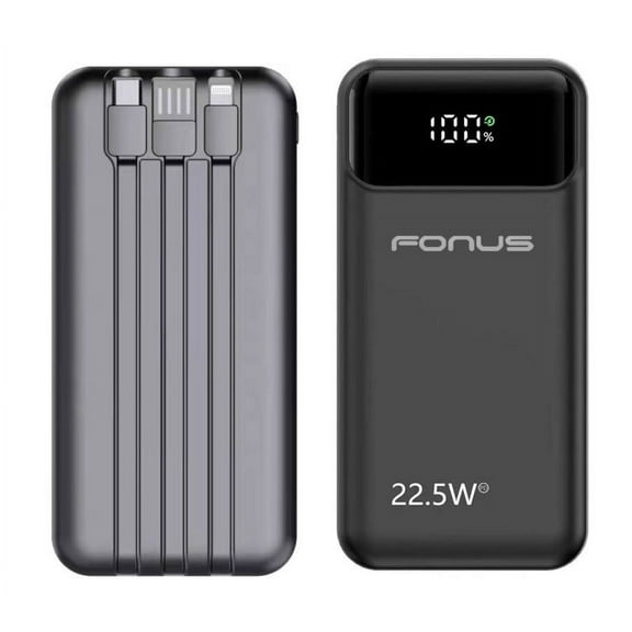 For iPad 9.7" (5th/6th Gen) - 10000mAh Power Bank 22.5W PD Fast Charge Backup Battery Portable Charger Built-in Cable LED Display