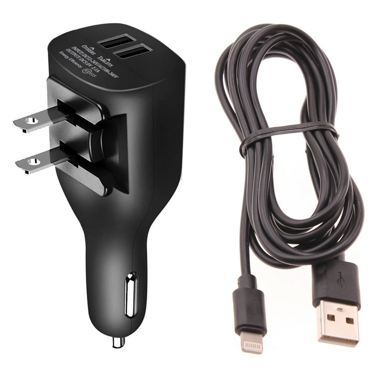 For iPad (5th/6th Gen) 2-in-1 Car Home Charger 6ft Long USB