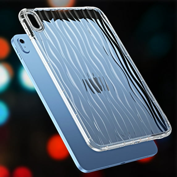 For iPad 9th/ 8th/ 7th Generation 10.2" (2021/2020/2019),Decase iPad 9/8/7 Clear Case,Fashionable Ripple Design Soft TPU Anti-Yellow Shockproof Slim Transparent Cover 10.2 inch iPad Case,Clear