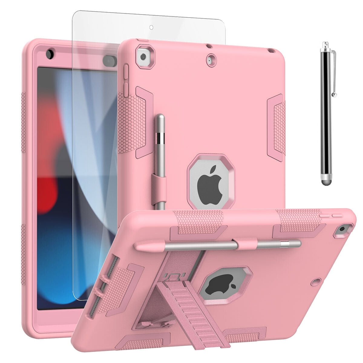 "Apple iPad 9th Generation 10.2"" Case with Builtin Screen Protector, Heavy Duty Shockproof