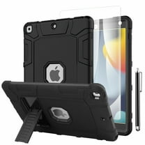 For iPad 9th Generation 10.2" Case Shockproof Heavy Duty Protective Cover Screen Protector (Black)