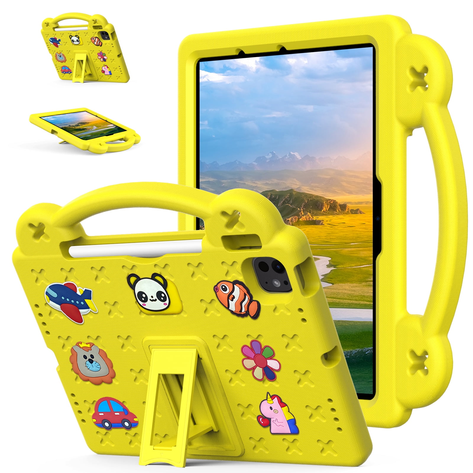 For iPad Air 11 M2 2025&iPad Pro 11 M4 2025 Kids Case,Cartoon Panda Shockproof Rugged