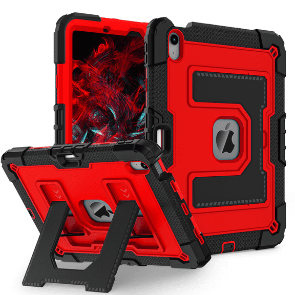 For iPad Air 4/5 10.9 inch & iPad Air 11 inch M4/M3/M2 (2026/2025/2024) Rugged Case Cover with Stand & Strap & Pencil Holder
