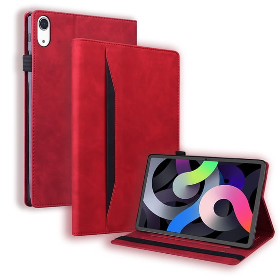 For iPad Mini 7 2024 (A17 Pro),iPad Mini 6 2021,8.3" iPad Mini 7th/6th Generation, Premium PU Leather Business Folio Stand Cover with Outside Pocket / Inner Card Slots Case with S Pen Slot - Red