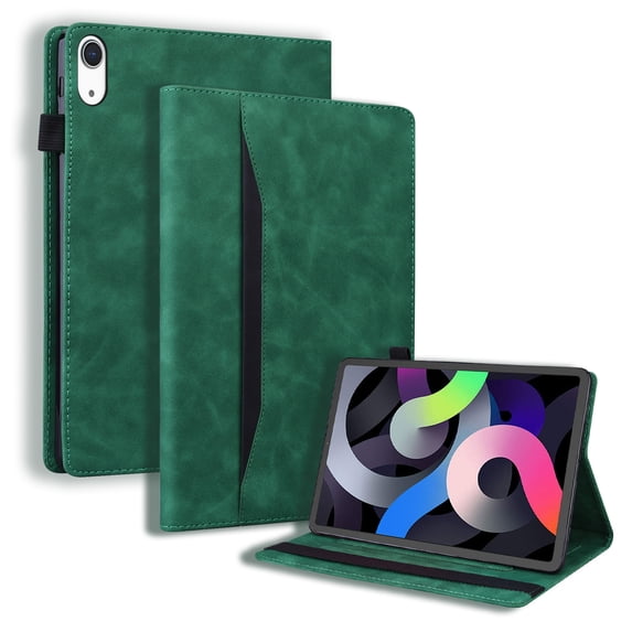 For iPad Mini 7 2024 (A17 Pro),iPad Mini 6 2021,8.3" iPad Mini 7th/6th Generation, Premium PU Leather Business Folio Stand Cover with Outside Pocket / Inner Card Slots Case with S Pen Slot - Green