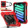 thumbnail image 1 of For iPad Mini 7th 6th Generation Case with Pencil Holder, Heavy Duty Shockproof Ruggd Rotating Kickstand Hand Strap Cover Case with Shoulder Strap Kids Friendly Case for Apple iPad Mini 6 7,Red+Black, 1 of 8
