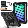 thumbnail image 1 of For iPad Mini 7th 6th Generation Case with Pencil Holder, Heavy Duty Shockproof Ruggd Rotating Kickstand Hand Strap Cover Case with Shoulder Strap Kids Friendly Case for Apple iPad Mini 6 7,Black, 1 of 1
