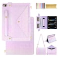 thumbnail image 1 of For iPad mini 1/2/3/4/5 Wallet Case,With Shoulder Strap&Hand Strap With Elastic,[Stylus Slots&Envelope Pocket,Card Slots],Flip Folio Stand PU Leather Shockproof Rugged Cover,Purple, 1 of 10