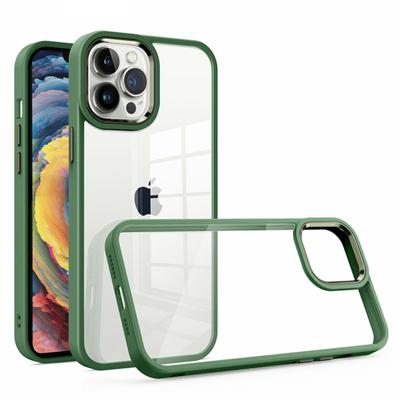 For iPhone 11 6.1 Case, Full Body Case, Shockproof Case Metal Camera Frame Shockproof Phone Case (Transparent Mint Green)