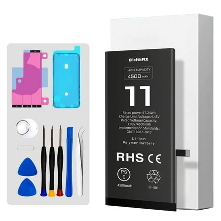For iPhone 11 Battery Replacement, 4500mAh High Capacity Battery Replacement iPhone 11 Kit with Full Set of Repair Tools