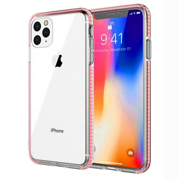 For iPhone 11 Pro Max Full Body Clear TPU Bumper Shockproof Protective Hybrid Case Cover - Black