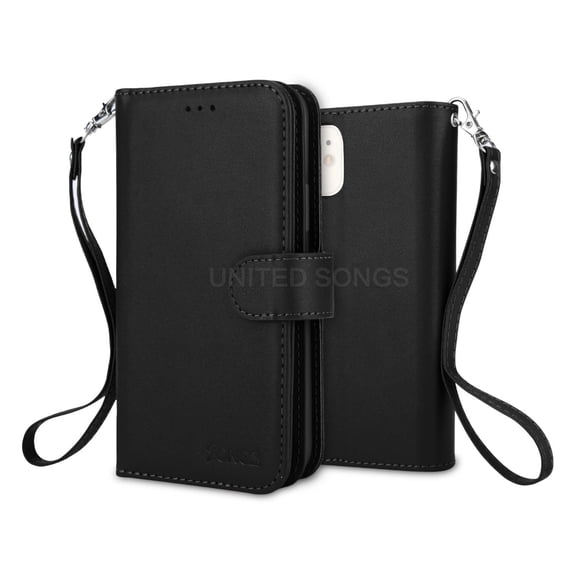 For iPhone 11 Pro Triple Layer Compartments Folio Leather Wallet Case Cover Black
