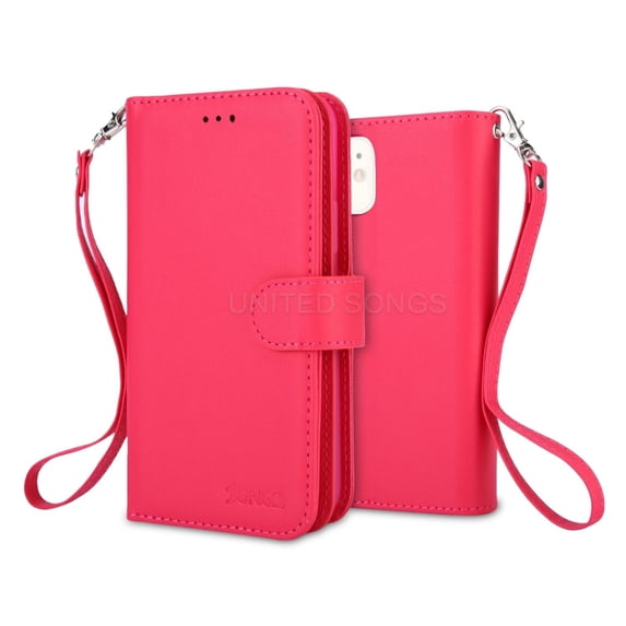 For iPhone 11 Pro Triple Layer Compartments Folio Leather Wallet Case Cover Black