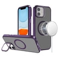 thumbnail image 1 of For iPhone 11 (XI6.1) Frame Aluminium Camera Stand Metallic Buttons [Magnetic Circle] Tough HQ Hybrid Case - Purple, 1 of 3