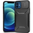 thumbnail image 1 of For iPhone 12/12 Pro Case Rugged Side Grip Sliding Lens Cover + Tempered Glass, 1 of 5
