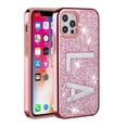 thumbnail image 1 of For iPhone 12, 12 Pro Case Embroidered Text Bling Glitter Chrome Hybrid Cover, 1 of 3