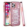 thumbnail image 1 of For iPhone 12, 12 Pro Case Embroidered Text Bling Glitter Chrome Hybrid Cover, 1 of 3