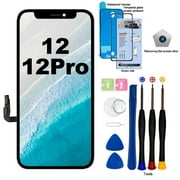 For iPhone 12/12 Pro Screen Replacement Kit 6.1 inch, 3D Touch LCD Screen Display Digitizer Frame Assembly with Repair Tools and Removal Slice
