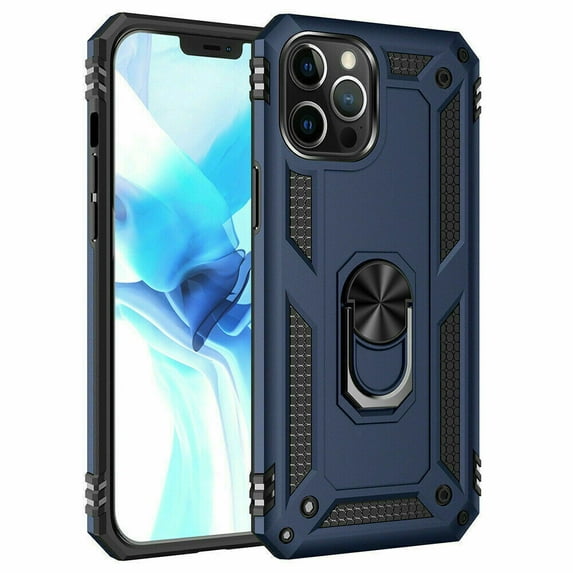 For iPhone 12/13/Pro Max/Mini Shockproof Hybrid Magnetic Ring Holder Metal Case