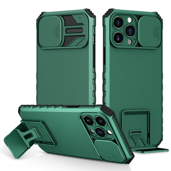 For iPhone 12 Case Luxury Shockproof Slide Camera Lens Protective Kickstand Case Cover