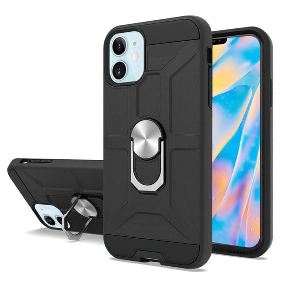 For iPhone 12 Mini 5.4 Dynamic Magnetic RingStand Cover Case - Black