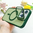 thumbnail image 1 of For iPhone 12 Mini Magnetic Case, Compatible with Magsafe Translucent Slim Fit Camera Kickstand Anti-Scratch Drop Protection Hard PC Back Cover for Apple iPhone 12 Mini, Darkgreen, 1 of 1