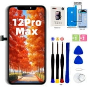 For iPhone 12 Pro Max LCD Screen Replacement 6.7 inch Assembly LCD Display 3D Touch Screen Digitizer with Repair Tools for A2342, A2410, A2412, A2411 with Waterproof Adhesive Tempered Glass