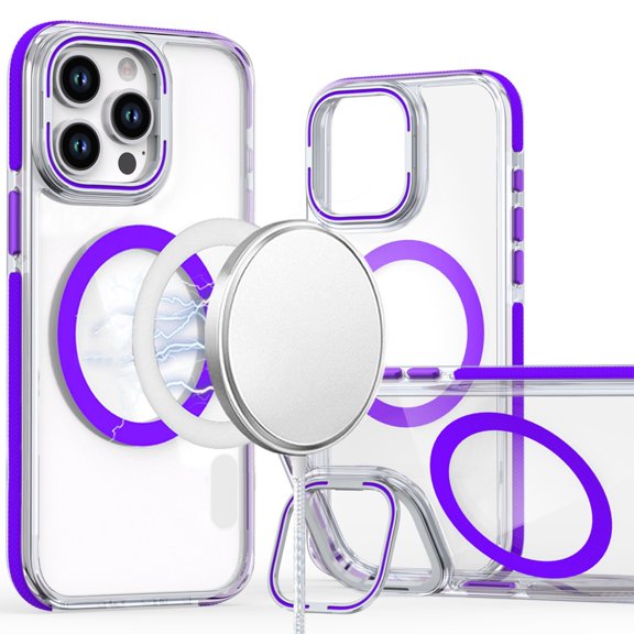For iPhone 12 Pro Max 6.7 MagSonic Camera Bracket Stand Magnetic Ring Circle Hybrid - Purple