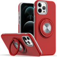 thumbnail image 1 of For iPhone 12 Pro Max 6.7 Metal CD Pattern Matte Finished Hybrid with Rotational Ring [Car Mount Friendly] Case - Red, 1 of 4