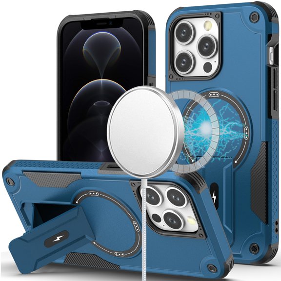 For iPhone 12 Pro Max 6.7 Sturdy Bracket Kickstand Magnetic Hybrid - Blue