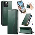 thumbnail image 1 of For iPhone 12 Pro Max 6.7-inch Case,Elastic Wristband Magnetic Suction Closure Flip Stand Wallet Leather Phone Case,Green,For iPhone 12 Pro Max, 1 of 12