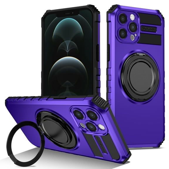 For iPhone 12 Pro Max Case, iPhone 12 Pro Max Case with Invisible Stand, Military Grade Protective Cases with Ring[Adjustable & Foldable] for iPhone12 Pro Max,Magnetic for iPhone12 Pro Max case,Purple