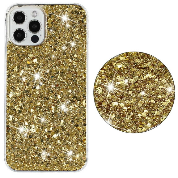 For iPhone 12 Pro Max Case,Cute Glitter Bling Twinkle Stardust with Drop Protection Shockproof Soft TPU Slim Flexible Phone Case Girls/Women Protective case for iPhone 12 Pro Max,Anti Scratch,Gold