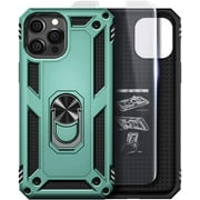 For iPhone 12 Pro Max Case with Tempered Glass Screen Protector, Nagebee Military Armor [Magnetic Ring Holder & Kickstand] Shockproof Protective Cover (Green)