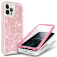 thumbnail image 1 of For iPhone 12 Pro Max Case, with Built-in Screen Protector, Nagebee Full-Body Protective Rugged Bumper Cover, Shockproof Durable Case (Pink Glitter), 1 of 6
